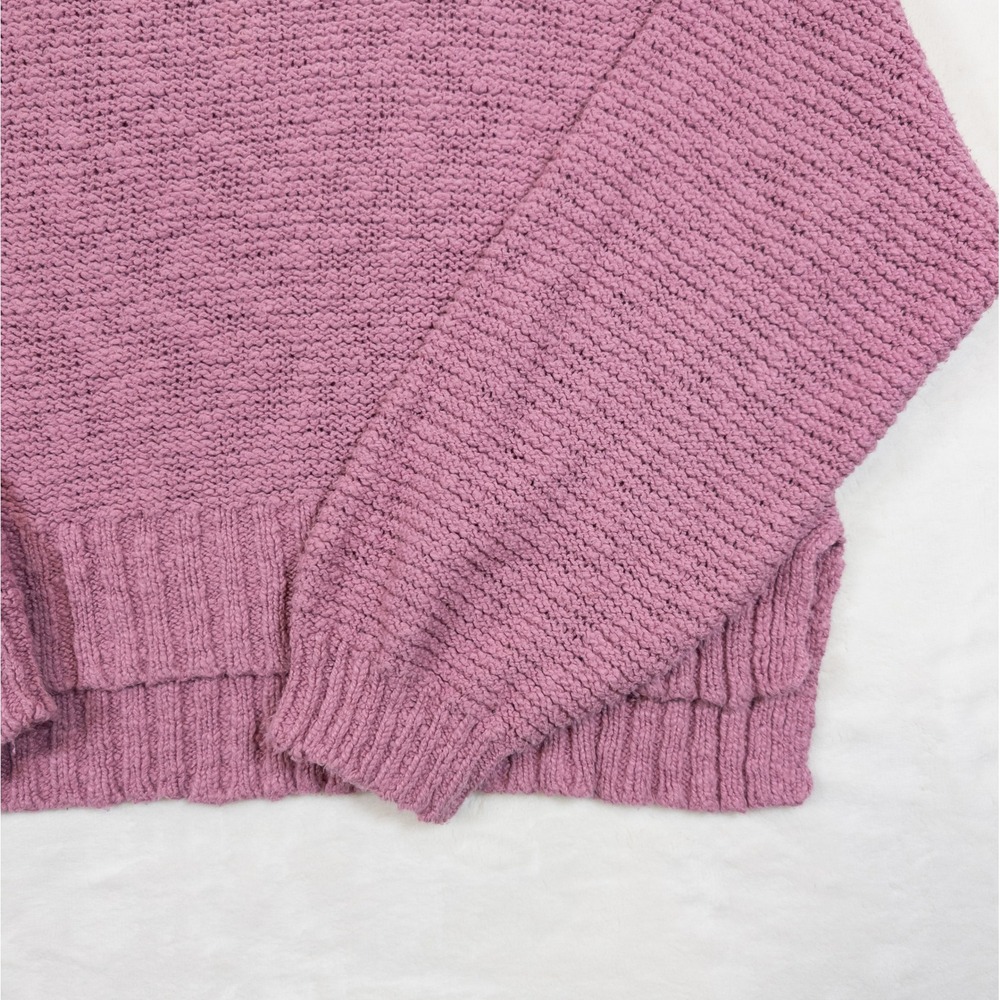American Eagle Knit Sweater Women M Pink Ribbed Slouchy Soft Girl Cabincore Cozy - Picture 3 of 10